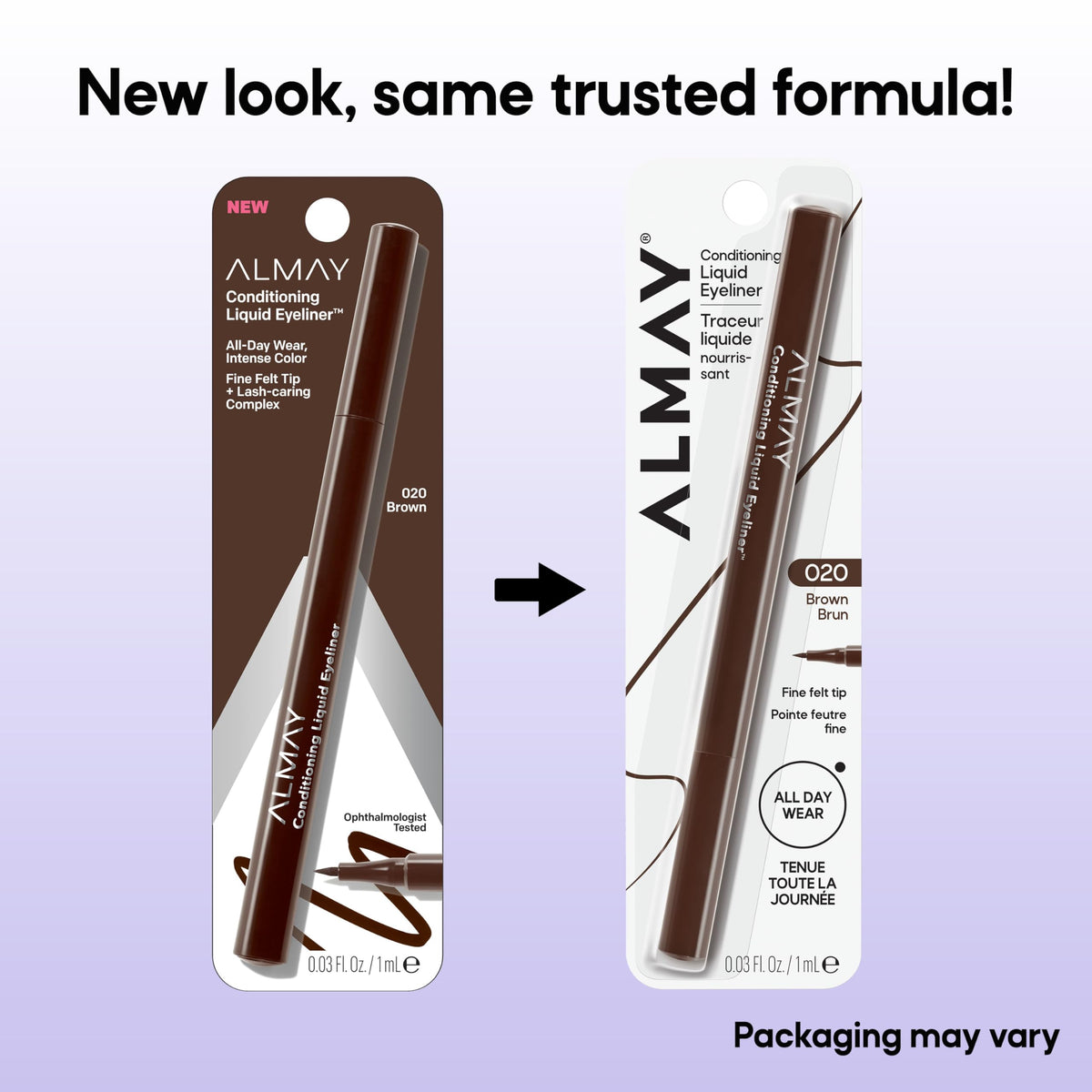 Almay product with Lash-Caring Complex text emphasizing lash conditioning