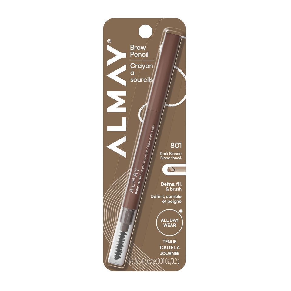 Almay brow pencil front packaging showing product and shade for gentle brows