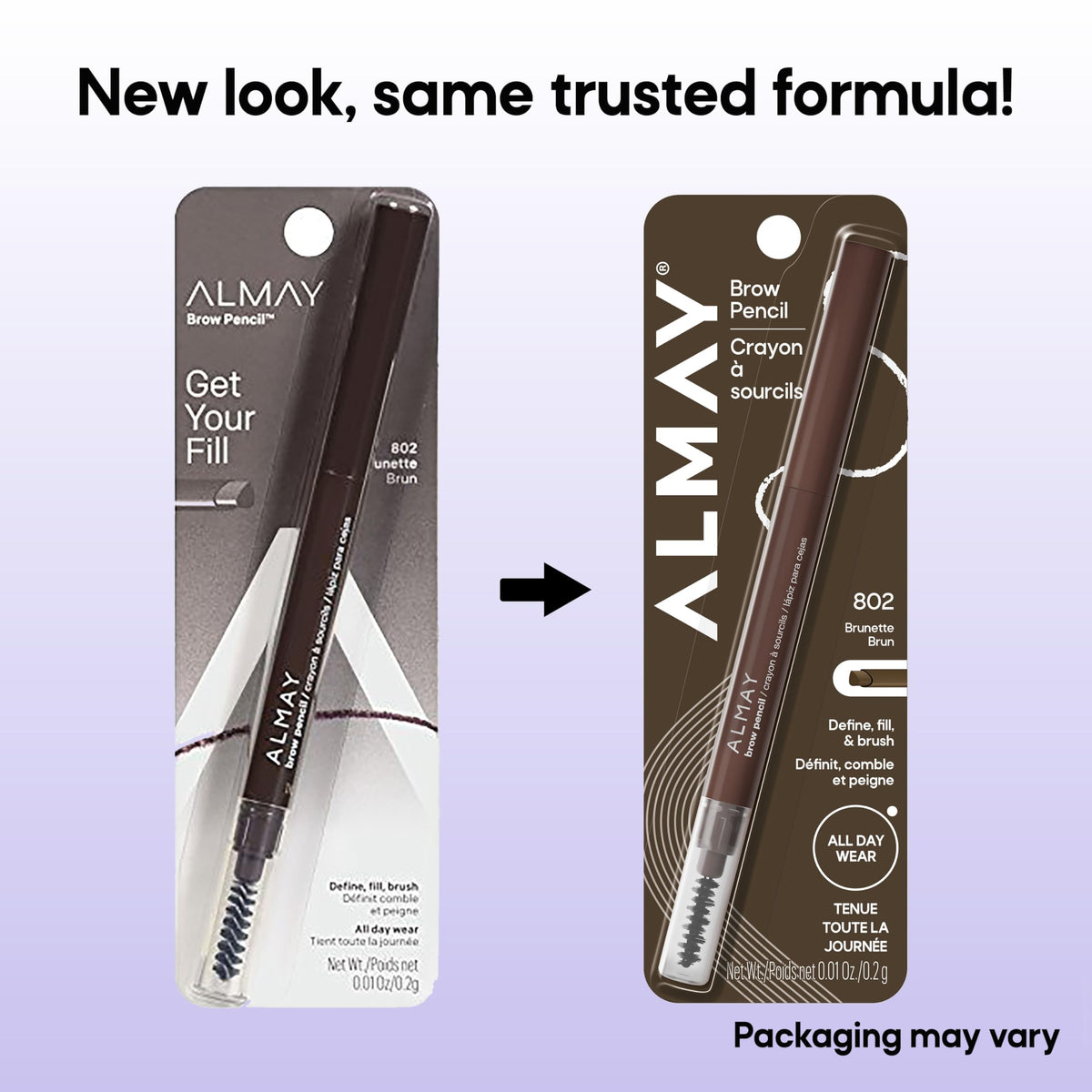 Almay product packaging back label showing hypoallergenic and ophthalmologist tested claims