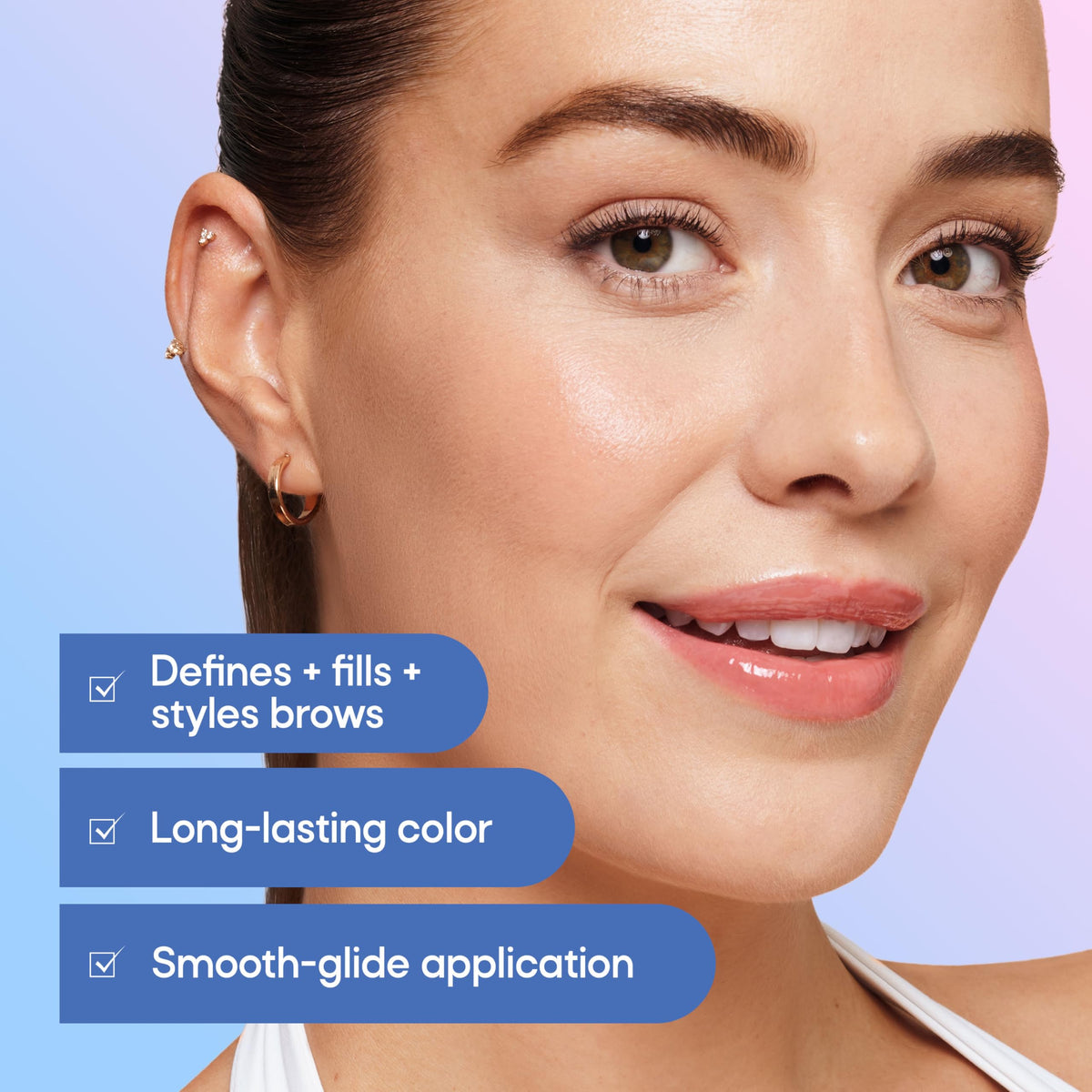 Almay close-up of pointed tip creating precise hair-like strokes for definition