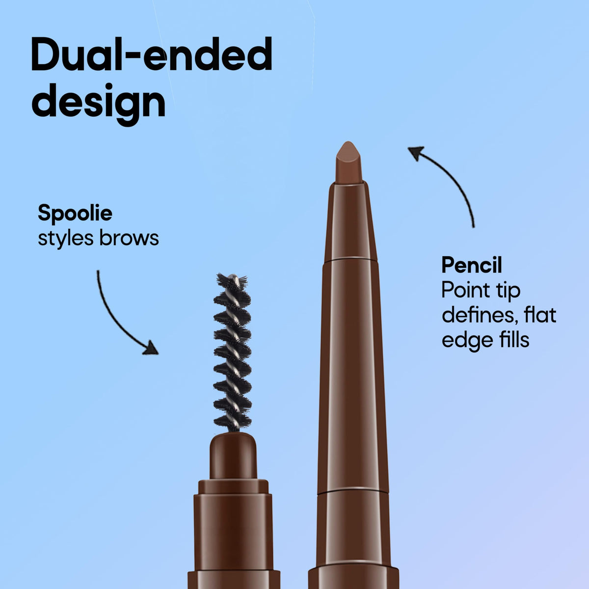 Almay pencil held next to fingers showing compact travel-friendly size