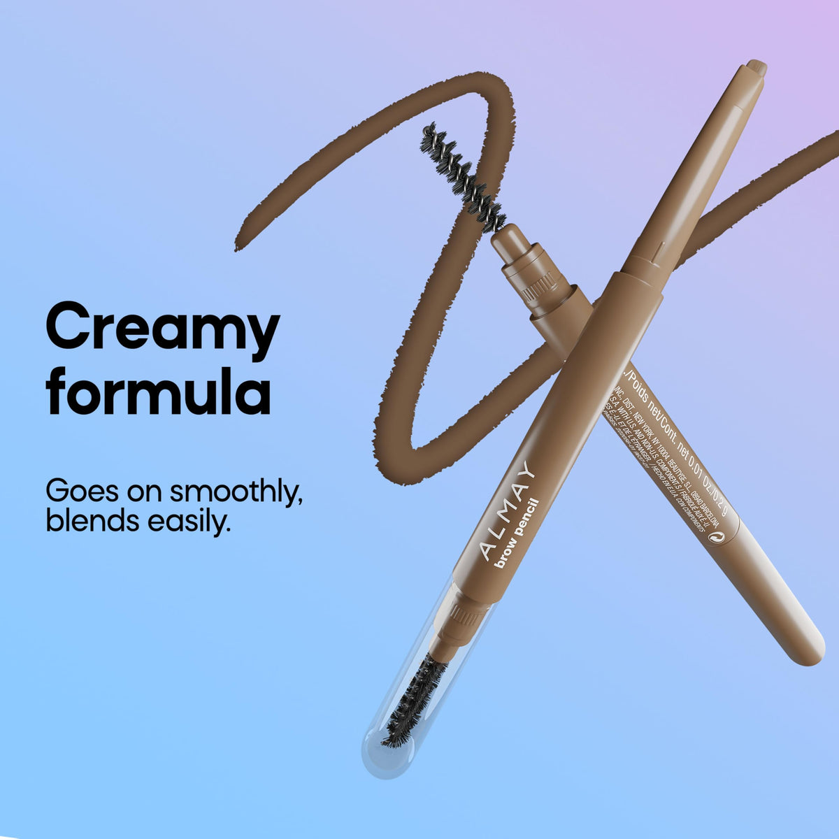 Almay spoolie brush blending pigment and taming hairs for natural finish