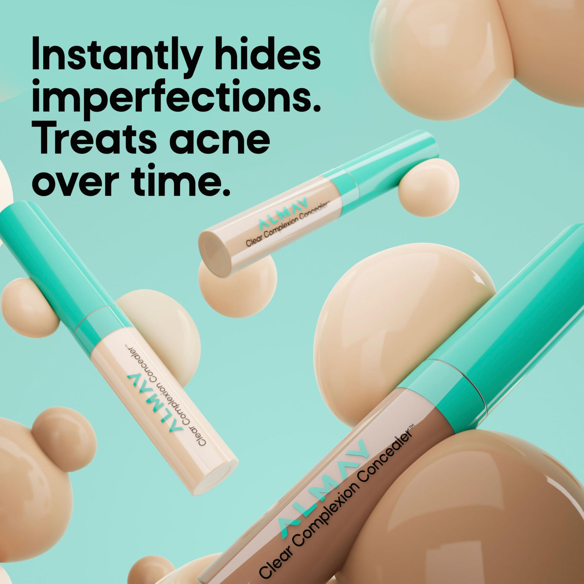 Before and after blemish conceal showing Almay coverage and improved look