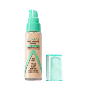 Almay Clear Complexion front bottle showing shade 200 Buff and soft-matte benefit