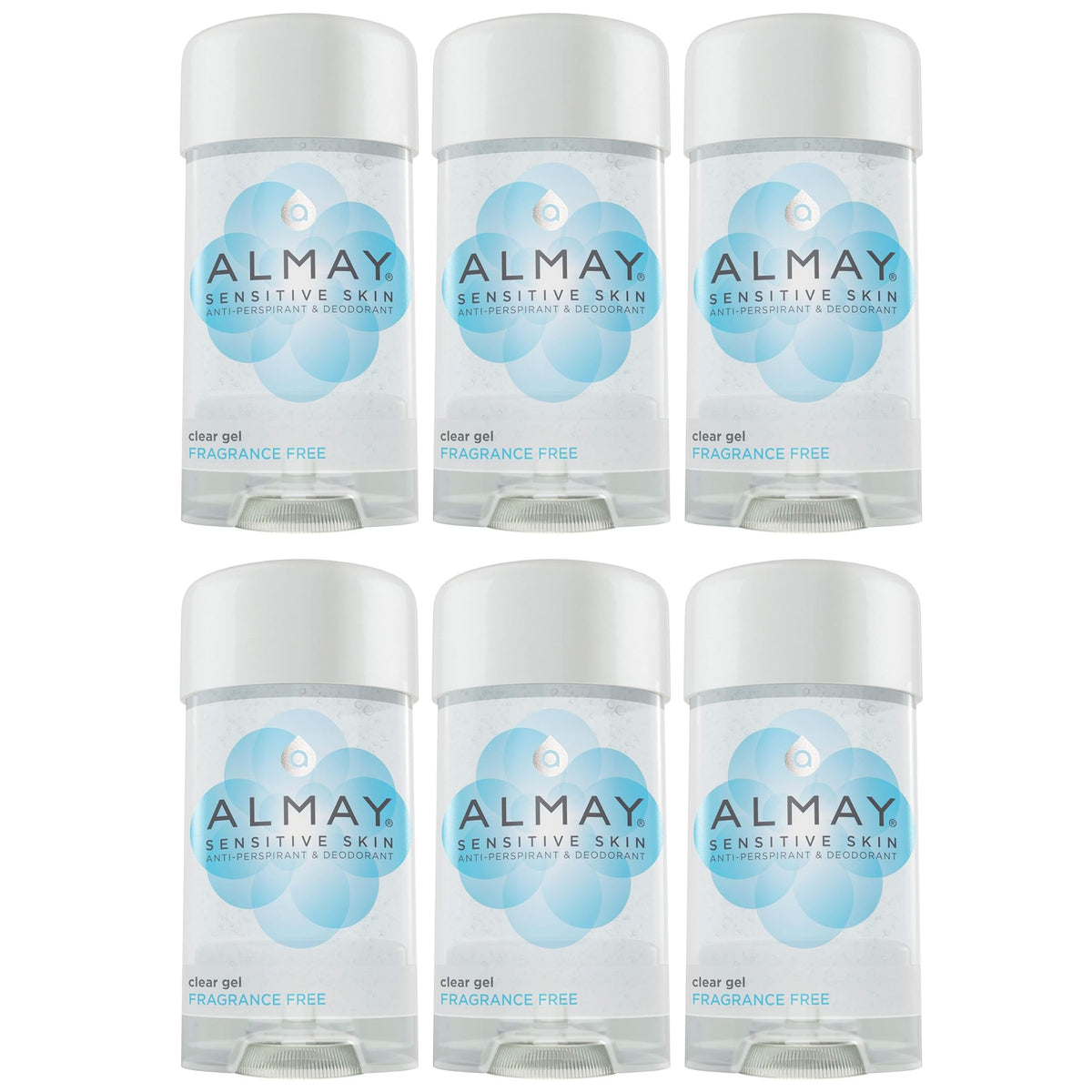Almay clear gel front view showing stick and label, gentle protection