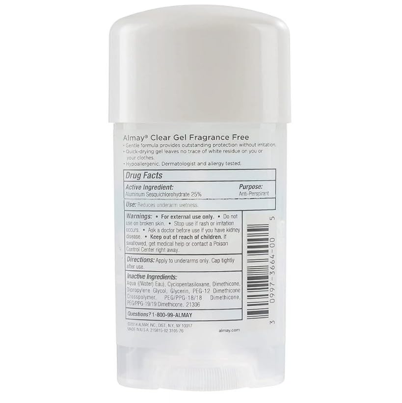 Almay clear gel held in hand for size comparison, convenient travel-ready