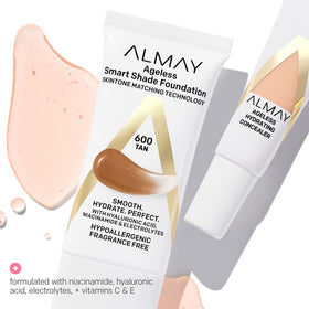 Almay concealer cap and tube highlighting recycled materials benefit