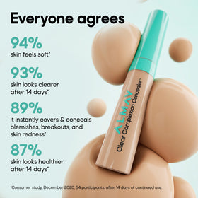 Almay product label highlighting 2% salicylic acid and prebiotics