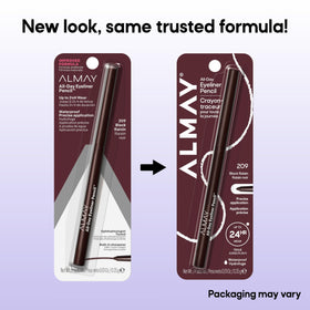 Almay eyeliner applied along upper lashline demonstrating clean precise definition