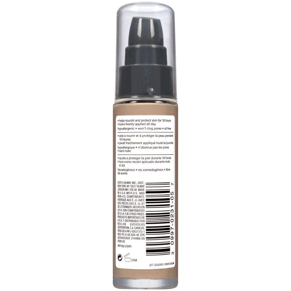 Almay model applying foundation for a natural radiant complexion benefit