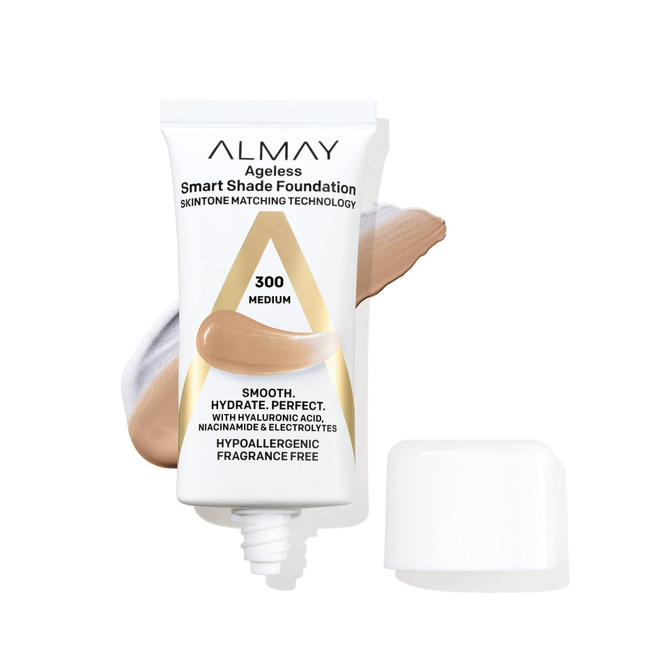 Almay front packaging showing shade 300 Medium and natural finish benefit
