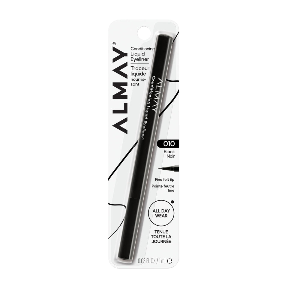 Almay front packaging showing precision felt-tip and black shade benefit
