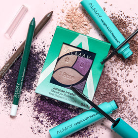 Almay packaging sustainability label visible, eco-friendly material benefit