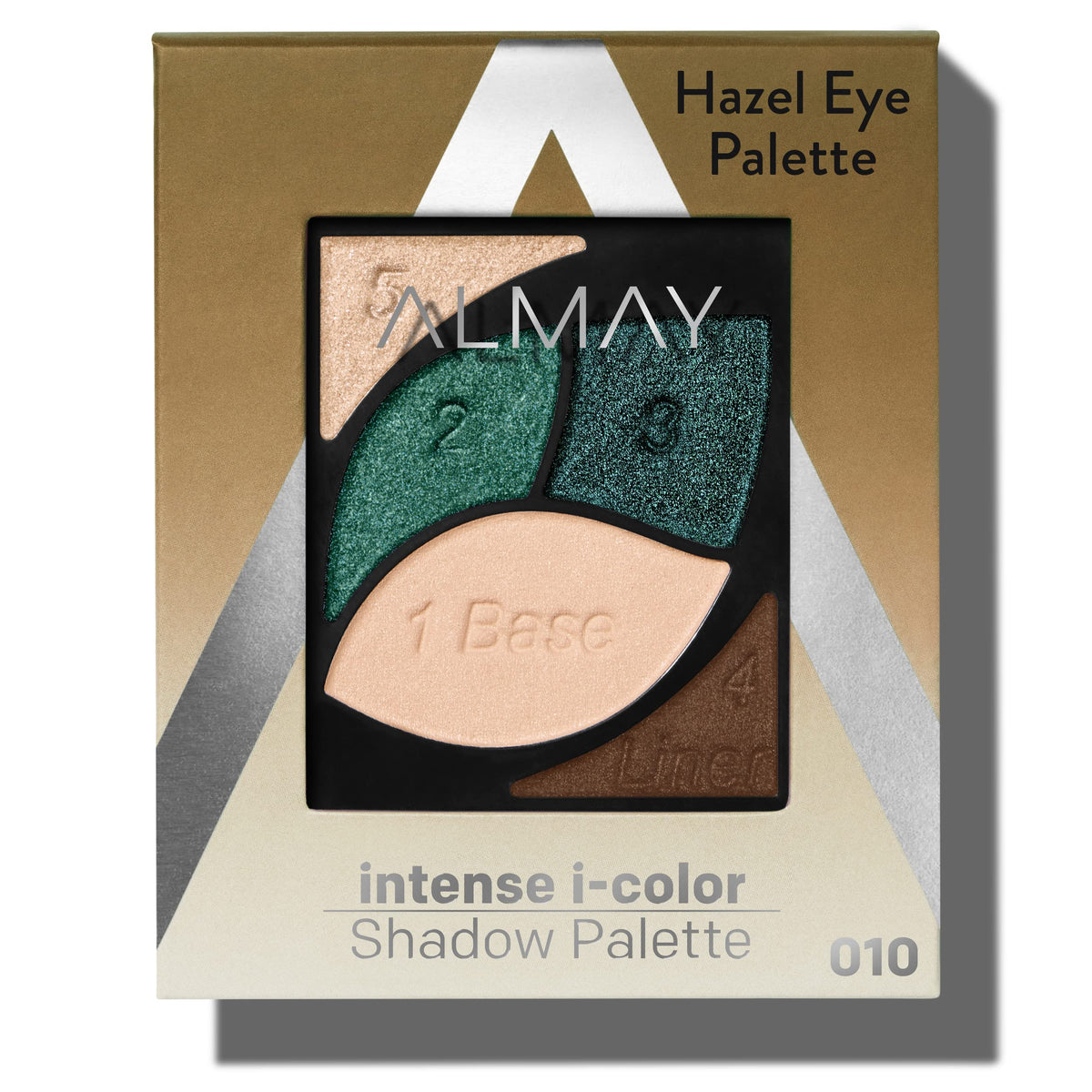 Almay compact front view showing 030 Hazel Eyes palette and logo for quick selection