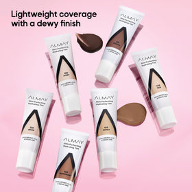 Almay hydrating tint applied on cheek, showing dewy natural-looking coverage benefit