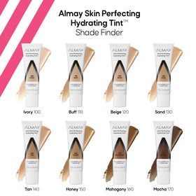 Almay hydrating tint eco-packaging label close-up, highlighting recycled-material benefit