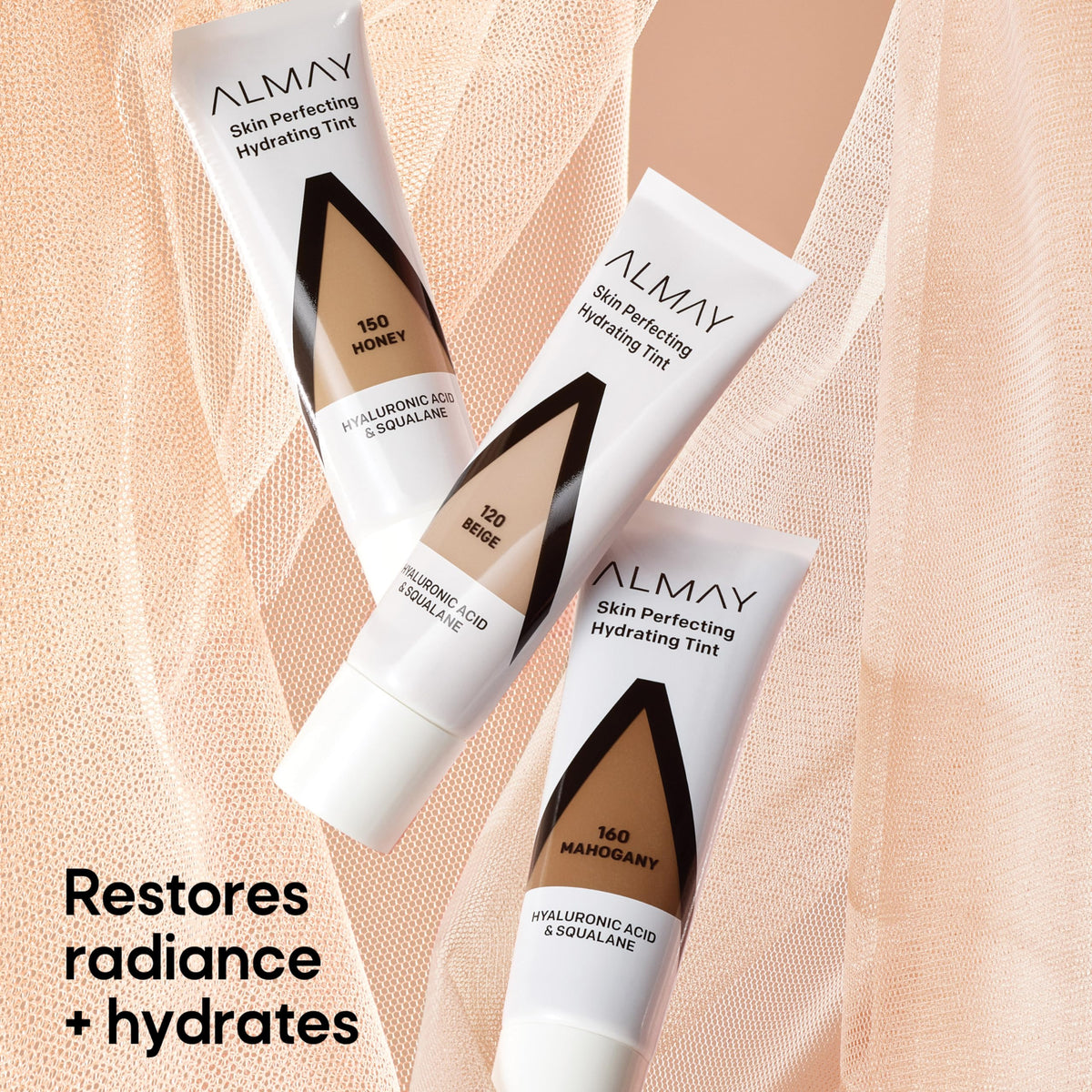 Almay hydrating tint swirl on back of hand, illustrating blendability and finish