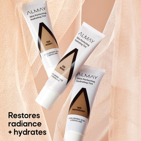 Almay hydrating tint swirl on back of hand, illustrating blendability and finish