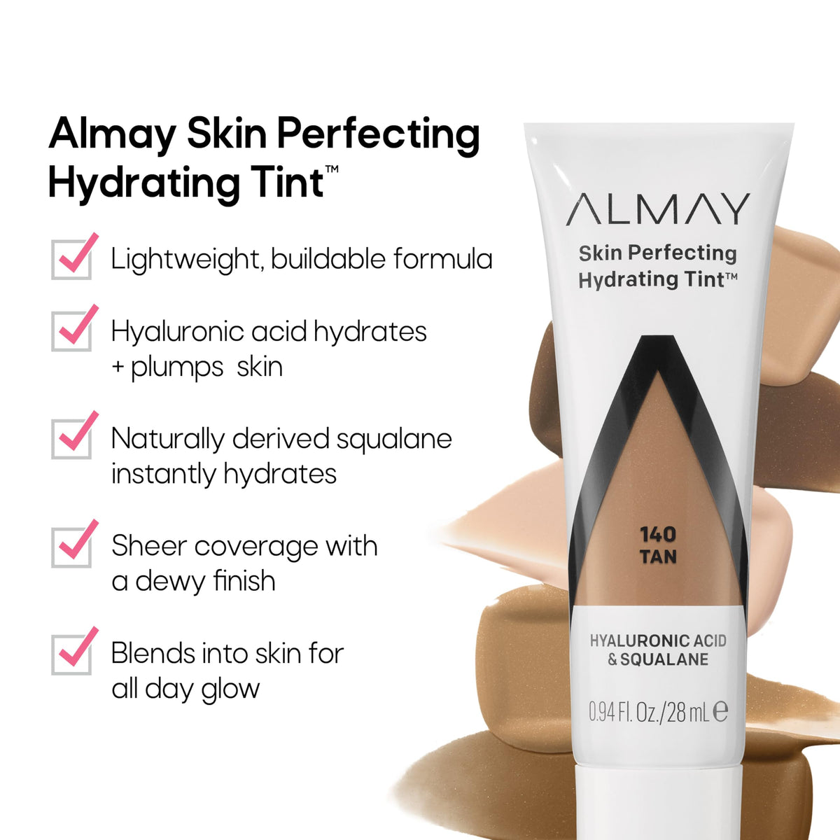 Almay hydrating tint tube top detail with applicator, enabling controlled, mess-free use