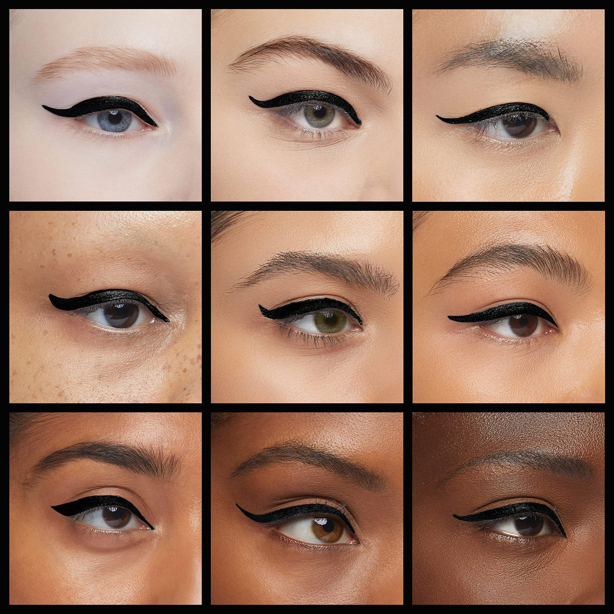 Almay eyeliner applied creating a clean winged look for long-lasting wear
