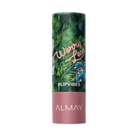 Almay Lip Vibes front packaging showing shade and finish, quick shade selection benefit