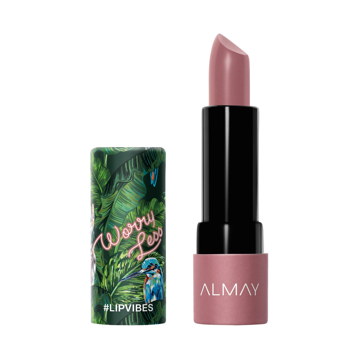 Almay Lip Vibes swatch texture on skin showing pigment payoff and smooth finish benefit