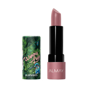 Almay Lip Vibes swatch texture on skin showing pigment payoff and smooth finish benefit