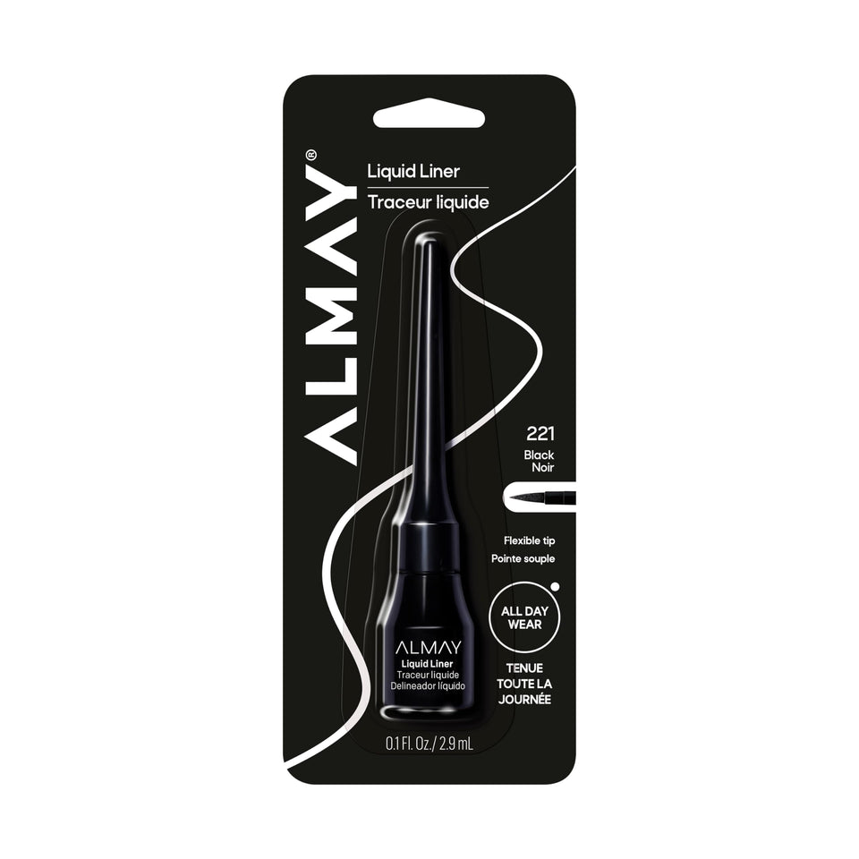 Almay liquid eyeliner front packaging shows sleek inkwell design and shade