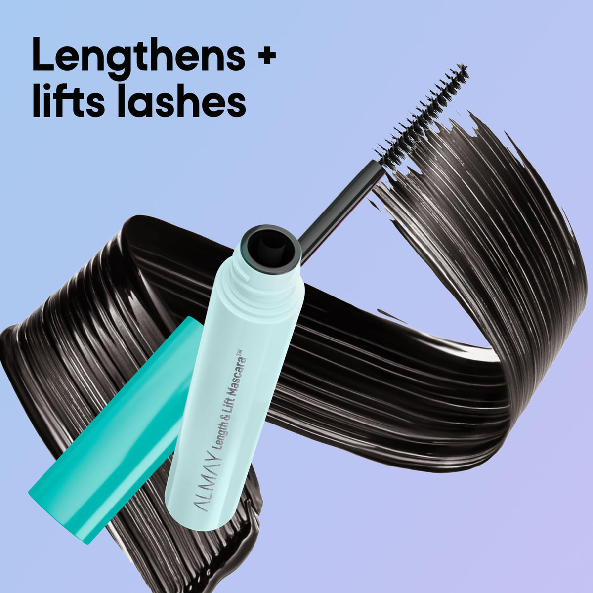 Almay close-up of plant-derived bristle brush demonstrating precise lash separation
