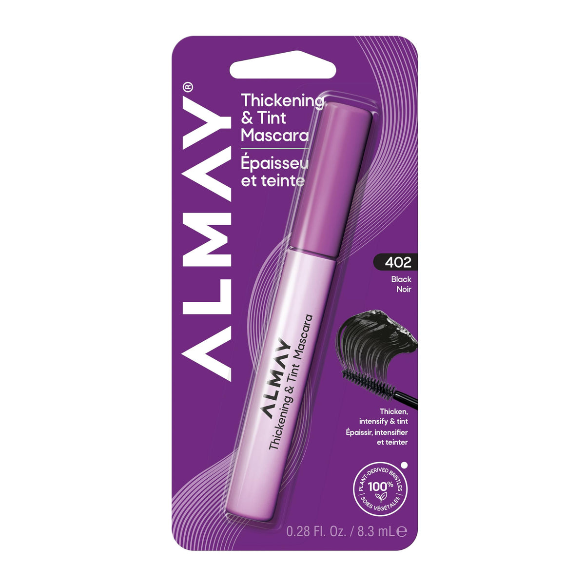 Almay mascara front packaging showing shade 402 Black and benefits