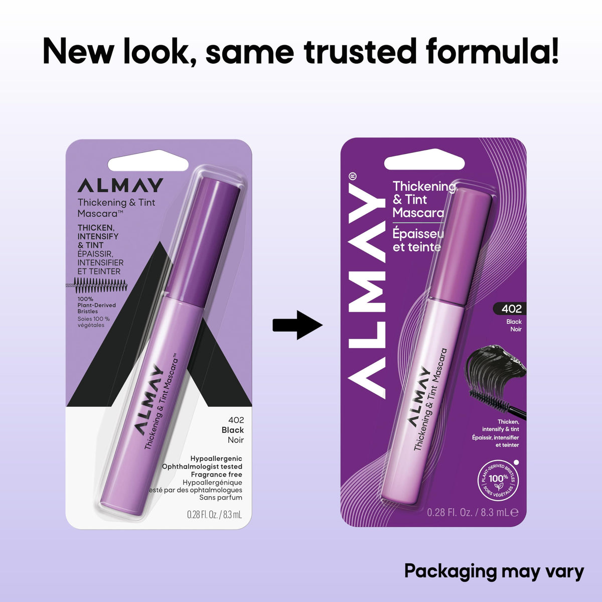 Almay mascara open tube angle revealing rich pigment and smooth formula