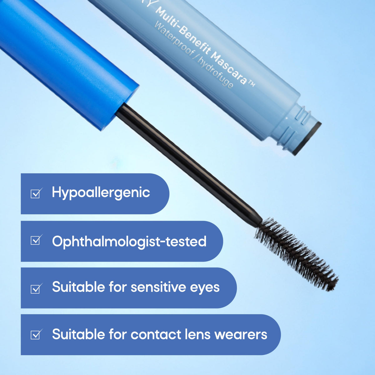 Almay mascara on bathroom shelf conveying daily routine convenience