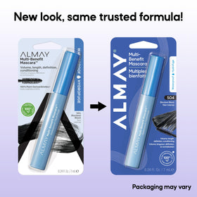 Almay mascara open tube and cap detail highlighting brush design and ease of use