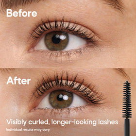 Almay mascara swiped on lashes showing added length and conditioned finish