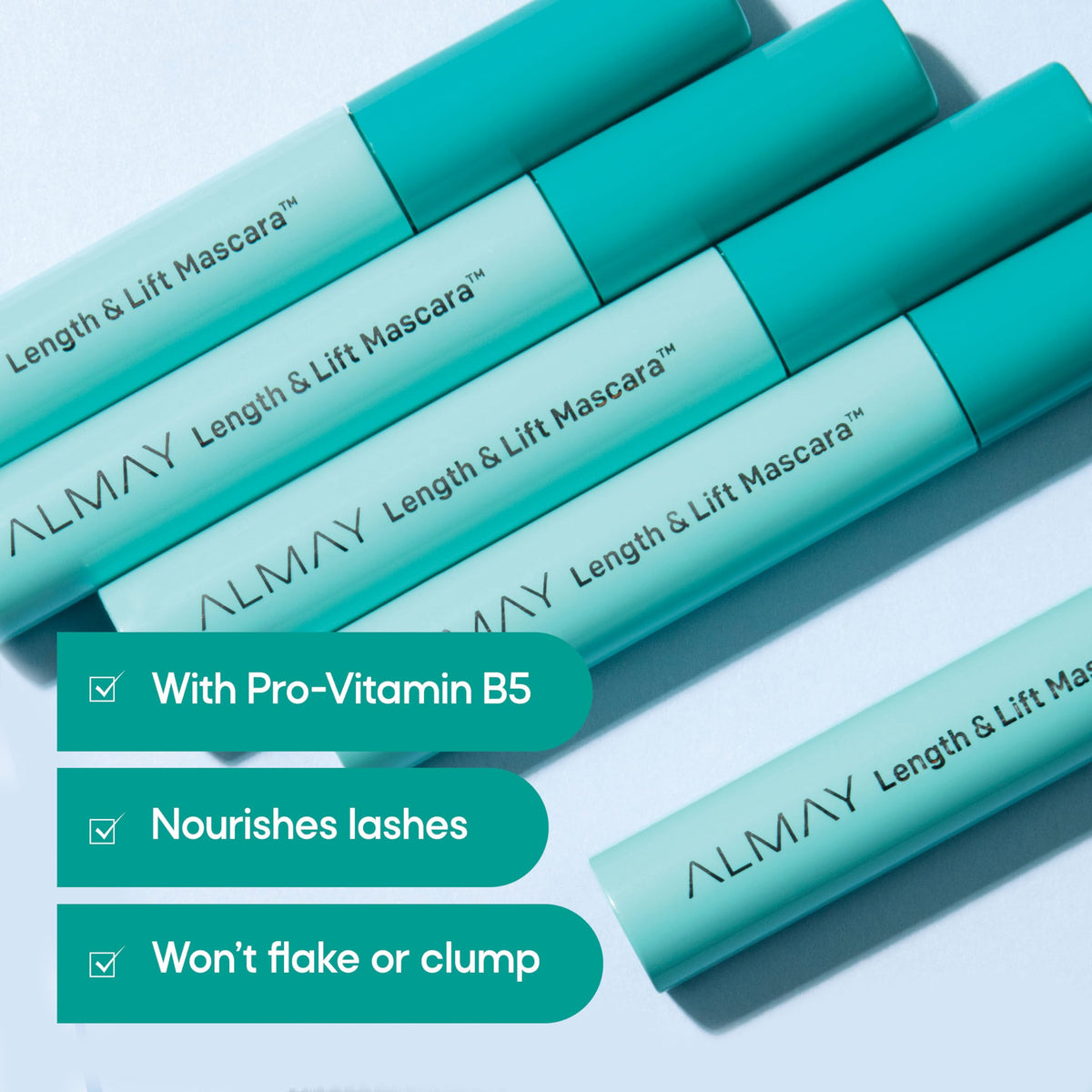 Almay mascara texture swiped on skin showing smooth, buildable finish