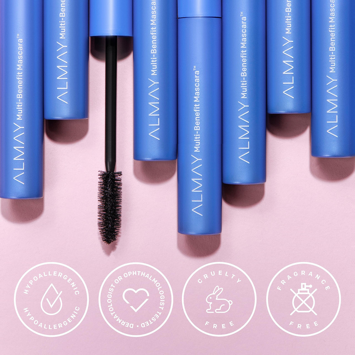 Almay mascara brush stroke on paper showing rich pigmented texture and coating
