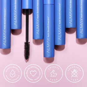 Almay mascara brush stroke on paper showing rich pigmented texture and coating