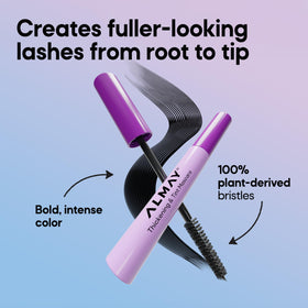 Almay mascara texture swipe showing buildable, no-clump finish