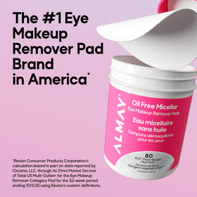 Almay pad saturation detail highlighting micellar solution for efficient makeup lift