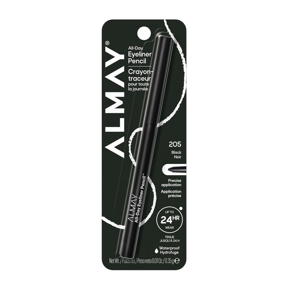 Almay pencil front packaging showing product and shade benefits