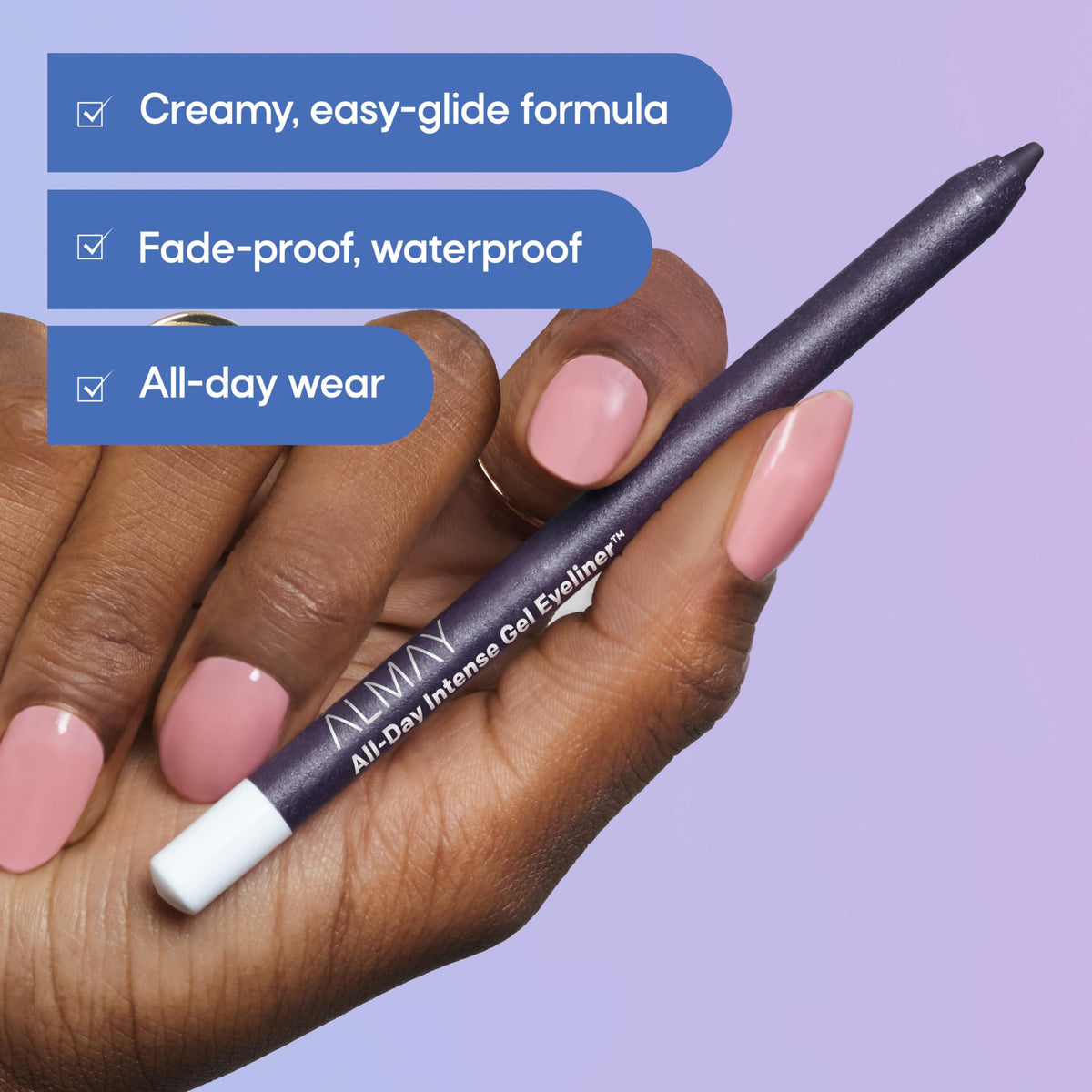Almay pencil with sharpener detail showing crisp tip for precise lining benefit