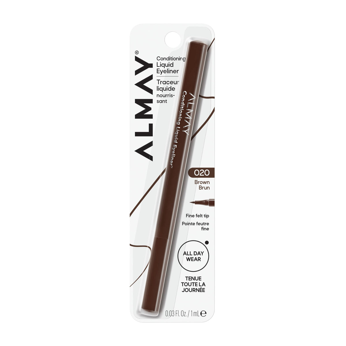 Almay packaging front view showing product and clean-beauty benefit