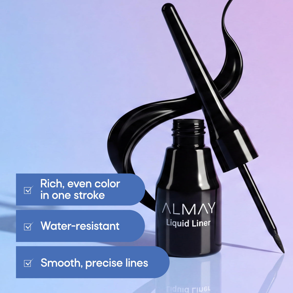 Almay precision tip close-up demonstrating smooth control and fine lines