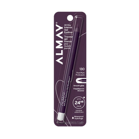 Almay pure plum eyeliner front view showing pencil and cap, clear product identification and benefit