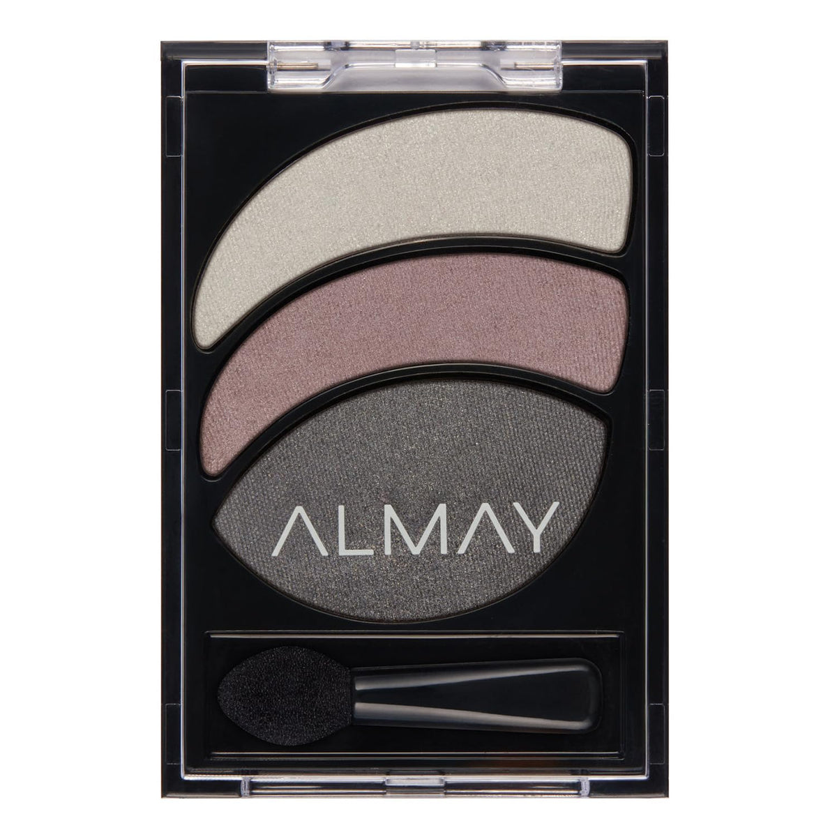 Almay Shadow Trio 040 Lavender Haze front palette showing three blendable shades and compact design benefit