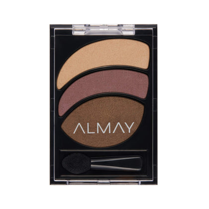 Almay Smoldering Embers front palette showing three coordinated shades and packaging benefit