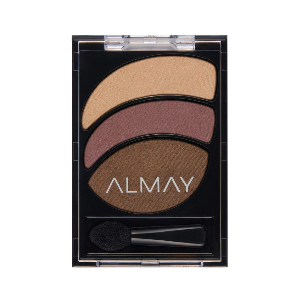 Almay Smoldering Embers front palette showing three coordinated shades and packaging benefit