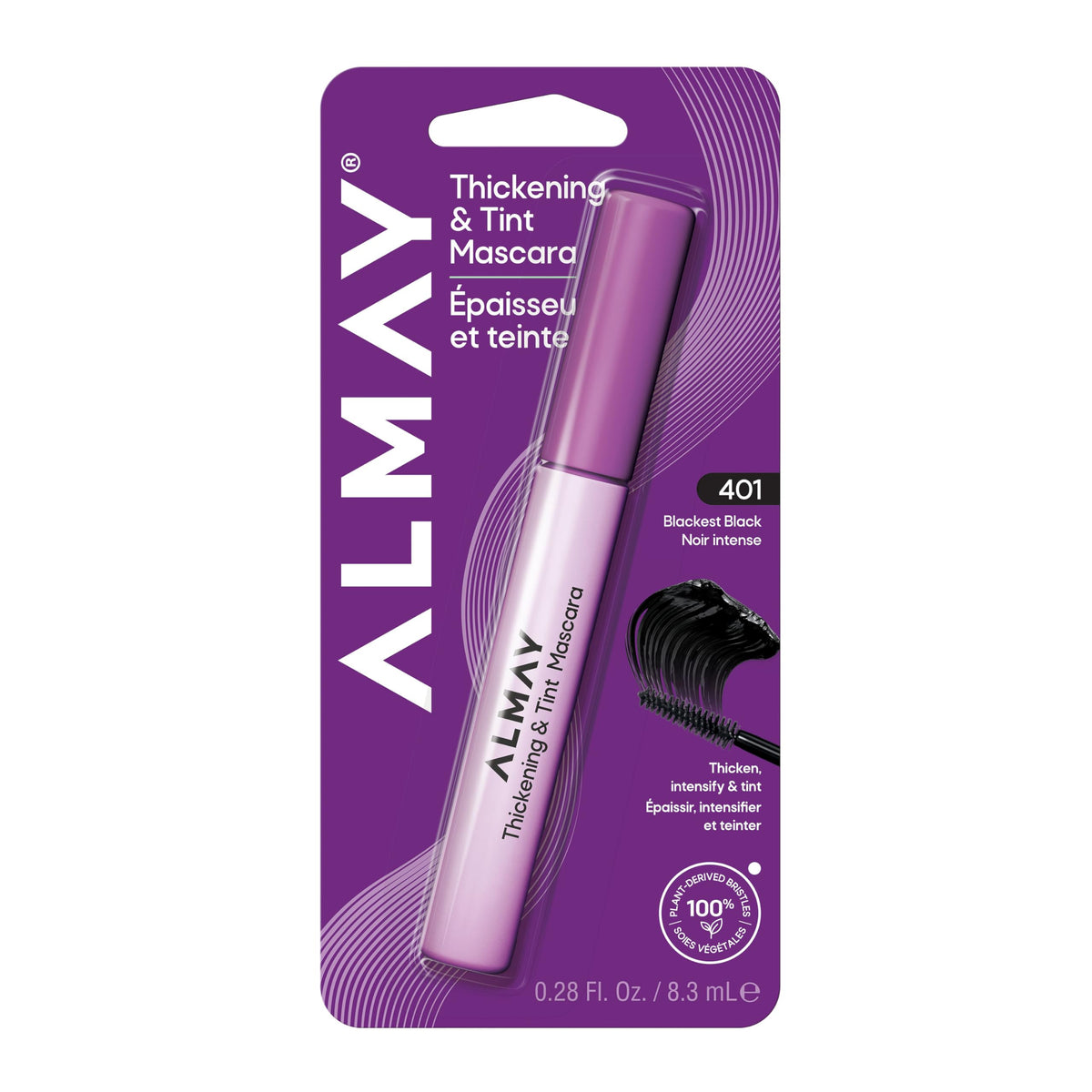 Almay mascara front packaging showing product and shade benefits