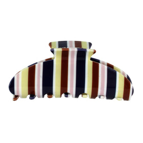 Almere front view yellow multi stripe clip showing pattern and secure hold