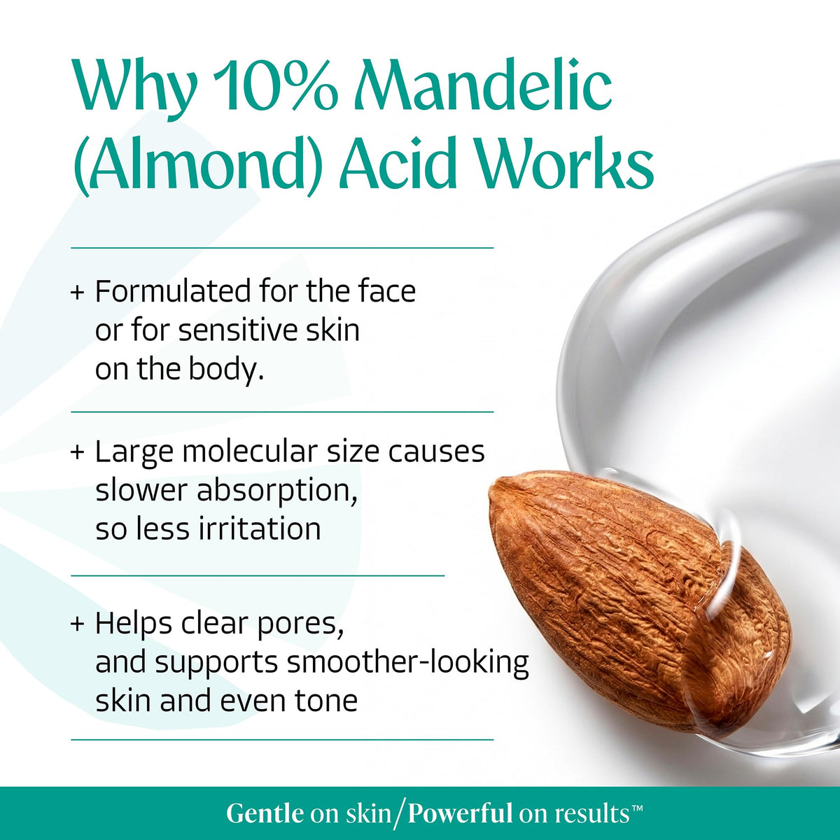 Almond Clear applied to facial skin showing targeted exfoliation benefit